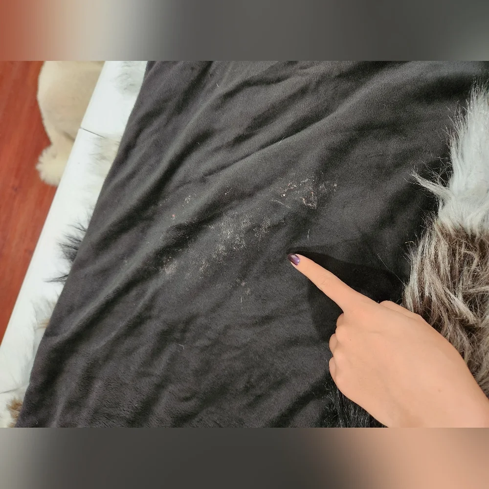 West Elm 47X60 Faux Fur Throw Blanket in Black and Gray